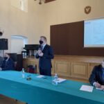 03.03.2021 Sandomierz. Spotkanie dotyczące terenów zalewowych. Na zdjęciu od lewej Marcin Marzec - burmistrz Sandomierza, poseł PiS Marek Kwitek, Marcin Piwnik - starosta sandomierski, Krzysztof Sobiecki - dyrektor Zlewni Wisły w Sandomierzu / Grażyna Szlęzak-Wójcik / Radio Kielce