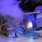 20.03.2021. Brzegi. Pożar samochodu / KP PSP Jędrzejów