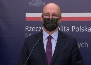 26.01.2021. Warszawa. Konferencja prasowa Piotra Wawrzyka. Na zdjęciu: Piotr Wawrzyk - wiceminister spraw zagranicznych / TVP Info/Twitter