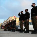 19.03.2021. Kielce. Plac Wolności. Pomnik Józefa Piłsudskiego. Uroczystości z okazji imienin Marszałka / Wiktor Taszłow / Radio Kielce