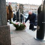 19.03.2021. Kielce. Plac Wolności. Pomnik Józefa Piłsudskiego. Uroczystości z okazji imienin Marszałka. Na zdjęciu: Rafał Nowak - wicewojewoda świętokrzyski / Wiktor Taszłow / Radio Kielce