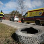 23.03.2021. Lasków. Wypadek na trasie Jędrzejów - Małogoszcz / Wiktor Taszłow / Radio Kielce