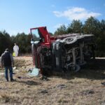 23.03.2021. Lasków. Wypadek na trasie Jędrzejów - Małogoszcz / Wiktor Taszłow / Radio Kielce