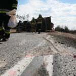 23.03.2021. Lasków. Wypadek na trasie Jędrzejów - Małogoszcz / Wiktor Taszłow / Radio Kielce