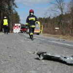 23.03.2021. Lasków. Wypadek na trasie Jędrzejów - Małogoszcz / Wiktor Taszłow / Radio Kielce