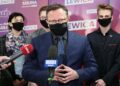 27.02.2021. Kielce. Konferencja Federacji Młodych Socjaldemokratów. Przemawia Andrzej Szejna - poseł / Wiktor Taszłow / Radio Kielce