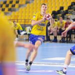 27.03.2021. Kielce. Mecz 18. kolejki PGNiG Superligi. Łomża Vive - MMTS Kwidzyn. Na zdjęciu: Władysław Kulesz / Wiktor Taszłow / Radio Kielce