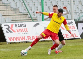 28.02.2021 Kielce. Fortuna 1 Liga. Mecz Korona Kielce - Chrobry Głogów / Wiktor Taszłow / Radio Kielce