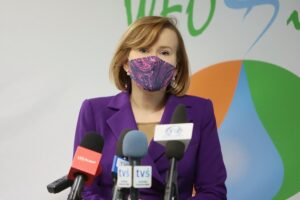 01.03.2021. Kielce. Wojewódzki Fundusz Ochrony Środowiska w Kielcach. Konferencja prasowa. Na zdjęciu: Anna Krupka - wiceminister sportu / Wiktor Taszłow / Radio Kielce