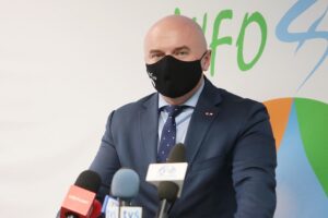 01.03.2021. Kielce. Wojewódzki Fundusz Ochrony Środowiska w Kielcach. Konferencja prasowa. Na zdjęciu: Rafał Nowak - wicewojewoda świętokrzyski / Wiktor Taszłow / Radio Kielce