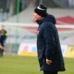 13.03.2021 Kielce. Fortuna 1. Liga. Korona Kielce - Puszcza Niepołomice. Tomasz Tułacz - trener Puszczy Niepołomice / Wiktor Taszłow / Radio Kielce
