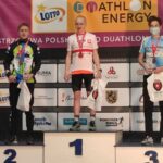 26.04.2021. Rumia. Mistrzostwa Polski w duathlonie. Na zdjęciu (od lewej): Bartosz Majorczyk, Jakub Gajda i Jan Brzóska / Jan Brzóska