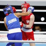 15.04.2021 Kielce. Młodzieżowe Mistrzostwa Świata Kobiet i Mężczyzn w Boksie. Walka: Karolina Ampulska - Polska (strój czerwony) i Maria Jose Martinez Henao - Kolumbia / Jarosław Kubalski / Radio Kielce