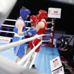 17.04.2021 Kielce. Młodzieżowe Mistrzostwa Świata Kobiet i Mężczyzn w Boksie. Walka: Agnieszka tereszczak (Polska, czerwony strój) - Kristina Vaclavikova (Czechy) / Jarosław Kubalski / Radio Kielce