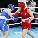 17.04.2021 Kielce. Młodzieżowe Mistrzostwa Świata Kobiet i Mężczyzn w Boksie. Walka: Agnieszka tereszczak (Polska, czerwony strój) - Kristina Vaclavikova (Czechy) / Jarosław Kubalski / Radio Kielce