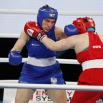 18.04.2021 Kielce. Młodzieżowe Mistrzostwa Świata Kobiet i Mężczyzn w Boksie. Walka:Oliwia Toborek ( Polska, strój niebieski) - Tatiana Bogdanowa ( Rosja ) / Jarosław Kubalski / Radio Kielce