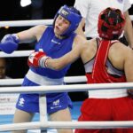 20.04.2021 Kielce. Młodzieżowe Mistrzostwa Świata Kobiet i Mężczyzn w Boksie. Walka: Barbara Marcinkowska ( Polska, strój niebieski ) - Zhasmin Kiztatova ( Kazachstan) / Jarosław Kubalski / Radio Kielce