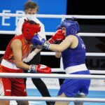 20.04.2021 Kielce. Młodzieżowe Mistrzostwa Świata Kobiet i Mężczyzn w Boksie. Walka: Daria Parada ( Polska, strój niebieski ) - Chan Sanamacha Thokchom ( Indie ) / Jarosław Kubalski / Radio Kielce