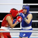 20.04.2021 Kielce. Młodzieżowe Mistrzostwa Świata Kobiet i Mężczyzn w Boksie. Walka: Daria Parada ( Polska, strój niebieski ) - Chan Sanamacha Thokchom ( Indie ) / Jarosław Kubalski / Radio Kielce