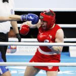 20.04.2021 Kielce. Młodzieżowe Mistrzostwa Świata Kobiet i Mężczyzn w Boksie. Walka: Martyna Jancelewicz ( Polska, strój czerwony ) - Busra Isildar ( Turcja ) / Jarosław Kubalski / Radio Kielce