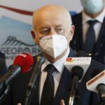 23.04.2021 Kielce. Geopark Świętokrzyski otrzymał certyfikat UNESCO. Konferencja prasowa. Na zdjęciu: Marian Buras - burmistrz Morawicy / Jarosław Kubalski / Radio Kielce