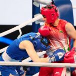 22.04.2021. Kielce. Młodzieżowe Mistrzostwa Świata Kobiet i Mężczyzn w Boksie. Finał wagi półśredniej (69 kg): Barbara Marcinkowska (Polska, niebieski strój) - Arundhati Choudhary (Indie, czerwony strój) / Wiktor Taszłow / Radio Kielce