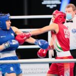 22.04.2021. Kielce. Młodzieżowe Mistrzostwa Świata Kobiet i Mężczyzn w Boksie. Finał wagi półśredniej (69 kg): Barbara Marcinkowska (Polska, niebieski strój) - Arundhati Choudhary (Indie, czerwony strój) / Wiktor Taszłow / Radio Kielce