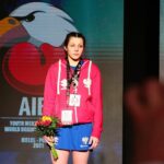 22.04.2021. Kielce. Młodzieżowe Mistrzostwa Świata Kobiet i Mężczyzn w Boksie. Dekoracja zawodniczek w kategorii półśredniej (69 kg). / Wiktor Taszłow / Radio Kielce