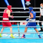 23.04.2021. Kielce. Finał kategorii ciężkiej Młodzieżowych Mistrzostw Świata Kobiet i Mężczyzn w Boksie. Na zdjęciu (od lewej): Jakub Straszewski i Jorge Luis Felimona Lobaina / Wiktor Taszłow / Radio Kielce