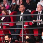 23.04.2021. Kielce. Finał kategorii ciężkiej Młodzieżowych Mistrzostw Świata Kobiet i Mężczyzn w Boksie. Na zdjęciu (od lewej): Anna Krupka - wiceminister kultury, dziedzictwa narodowego i sportu, Umar Kremlev - prezes AIBA i Grzegorz Nowaczek - prezes Polskiego Związku Bokserskiego / Wiktor Taszłow / Radio Kielce