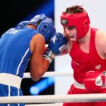 23.04.2021. Kielce. Finał kategorii ciężkiej Młodzieżowych Mistrzostw Świata Kobiet i Mężczyzn w Boksie. Na zdjęciu (od lewej): Jorge Luis Felimona Lobaina i Jakub Straszewski / Wiktor Taszłow / Radio Kielce