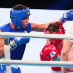 23.04.2021. Kielce. Finał kategorii ciężkiej Młodzieżowych Mistrzostw Świata Kobiet i Mężczyzn w Boksie. Na zdjęciu (od lewej): Jorge Luis Felimona Lobaina i Jakub Straszewski / Wiktor Taszłow / Radio Kielce