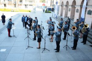 28.04.2021. Kielce. Prezentacja Marszałkowskiej Orkiestry Dętej Województwa Świętokrzyskiego / Wiktor Taszłow / Radio Kielce