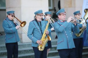 28.04.2021. Kielce. Prezentacja Marszałkowskiej Orkiestry Dętej Województwa Świętokrzyskiego / Wiktor Taszłow / Radio Kielce