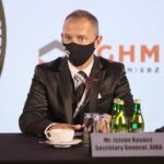 13.04.2021. Kielce. Konferencja dotycząca Młodzieżowych Mistrzostw Świata w boksie w Kielcach. Na zdjęciu: Istvan Kovacs - sekretarz generalny AIBA / Wiktor Taszłow / Radio Kielce