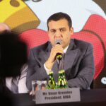 13.04.2021. Kielce. Konferencja dotycząca Młodzieżowych Mistrzostw Świata w boksie w Kielcach. Na zdjęciu: Umar Kremlev - prezydent Światowej Organizacji Boksu Olimpijskiego / Wiktor Taszłow / Radio Kielce