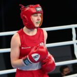 14.04.2021. Kielce. Młodzieżowe Mistrzostwa Świata Kobiet i Mężczyzn w Boksie. Na zdjęciu: Julia Szeremeta (Polska) / Wiktor Taszłow / Radio Kielce