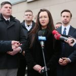 22.04.2021. Kielce. Konferencja posła Krzysztofa Bosaka "W obronie przedsiębiorców dotkniętych restrykcjami". Przemawia Magdalena Węgrzyn - Studio Ruchu Mięta / Wiktor Taszłow / Radio Kielce