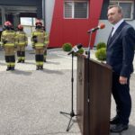 25.05.2021. Sandomierz. Powiatowe uroczystości z okazji Dnia Strażaka. Na zdjęciu: Marcin Piwnik - starosta sandomierski / Grażyna Szlęzak-Wójcik / Radio Kielce