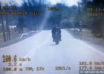 Prędkość zmierzona motocykliście w Chlewicach na drodze krajowej nr 78 / świętokrzyska policja