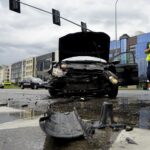 23.05.2021. Kielce. Wypadek na skrzyżowaniu al. IX Wieków Kielc i ulicy Nowy Świat / Piotr Kwaśniewski / Radio Kielce