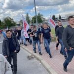 28.05.2021. Starachowice. Pikieta przed zakładami MAN / Anna Głąb / Radio Kielce