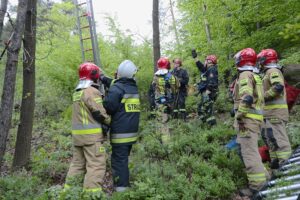 24.05.2021 Masłów. Akcja ratunkowa motolotniarza, który wylądował na drzewie / Wiktor Taszłow / Radio Kielce