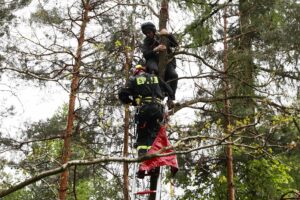 24.05.2021 Masłów. Akcja ratunkowa motolotniarza, który wylądował na drzewie / Wiktor Taszłow / Radio Kielce