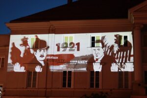 28.05.2021. Kielce. Mapping na kieleckim Rynku w 100. rocznicę wybuchu III powstania śląskiego / Wiktor Taszłow / Radio Kielce