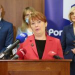 18.05.2021. Kielce. Konferencja Porozumienia. Małgorzata Toborek-Gusta - członek zarządu powiatu włoszczowskiego / Wiktor Taszłow / Radio Kielce