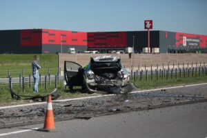 12.05.2021. Radkowice. Wypadek na S7 / Wiktor Taszłow / Radio Kielce