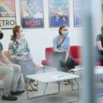 12.05.2021. Kielce. Konferencja prasowa przed wystawą ''Szkło z kolekcji BWA Sandomierz''. Na zdjęciu: (od lewej): Marek Strugała - Stowarzyszenia Przyjaciół Sztuk Pięknych w Sandomierzu „Strefa Sztuki”, Katarzyna Pisarczyk - BWA w Sandomierzu, Joanna Kurkiewicz – producentka wystawy ID, Dominika Janicka – dyrektor artystyczna ID / Wiktor Taszłow / Radio Kielce