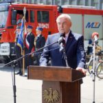 17.06.2021. Kielce. Uroczyste przekazanie samochodów ratowniczo-gaśniczych i wręczenie promes na zakup kolejnych dla jednostek PSP i OSP z regionu świętokrzyskiego. Na zdjęciu: Andrzej Bętkowski - marszałek województwa świętokrzyskiego / Piotr Kwaśniewski / Radio Kielce