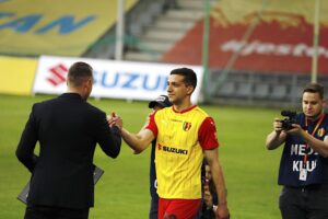 04.06.2021. Kielce. 33. Fortuna 1 Ligi: Korona Kielce - Widzew Łódź. Pożegnanie Kornela Kordasa / Jarosław Kubalski / Radio Kielce